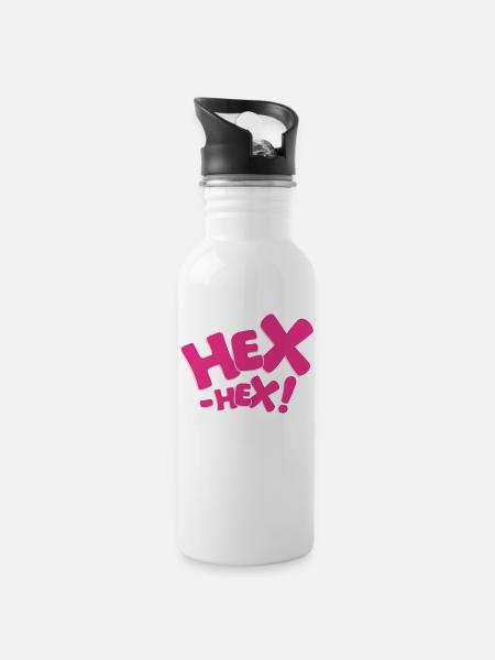 Bibi Blocksberg Hex-hex! pink - Trinkflasche mit integriertem Trinkhalm - Weiß