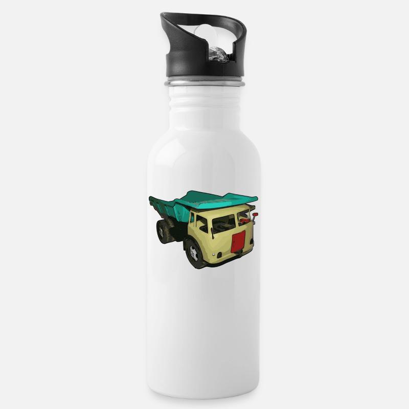 DDR Kipper - Trinkflasche mit integriertem Trinkhalm - Weiß