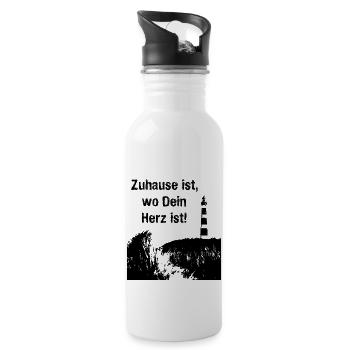 Ameland: Zuhause ist, wo Dein Herz ist! Geschenk - Trinkflasche mit integriertem Trinkhalm - Weiß - Rechts