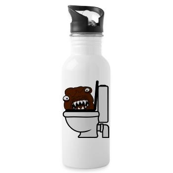 klo toilette scheisse kacke kot wc gefaehrlich baz - Trinkflasche mit integriertem Trinkhalm - Weiß - Rechts