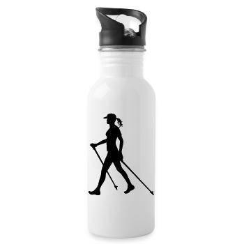 Nordic Walking Woman - colour switch - Trinkflasche mit integriertem Trinkhalm - Weiß - Rechts