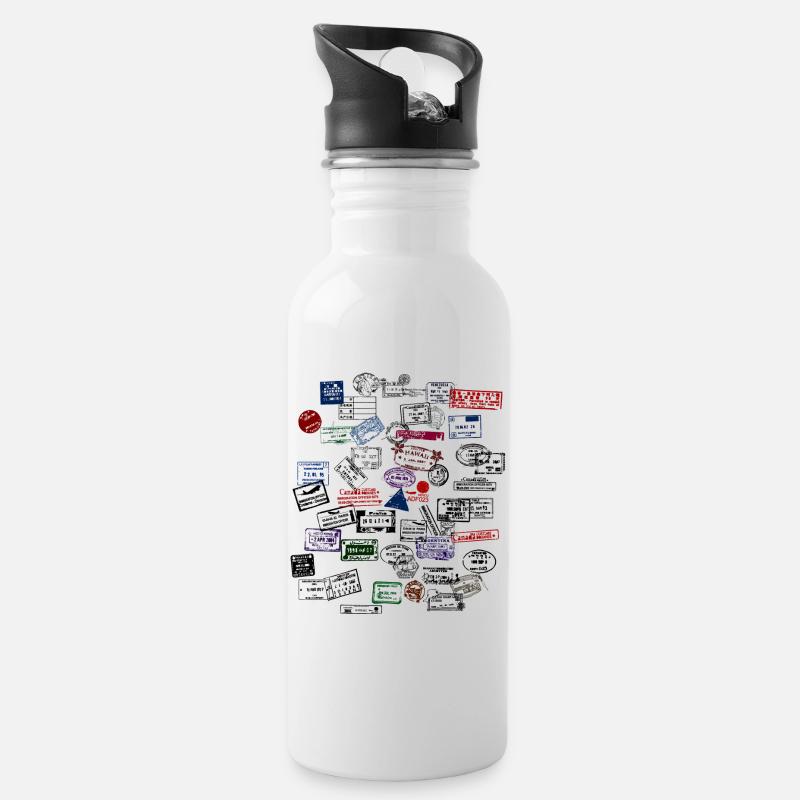 Weltenbummler II - Trinkflasche mit integriertem Trinkhalm - Weiß