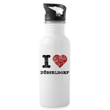 i_love_duesseldorf_vintage - Trinkflasche mit integriertem Trinkhalm - Weiß - Rechts