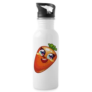 Süße Karotte - Trinkflasche mit integriertem Trinkhalm - Weiß - Rechts