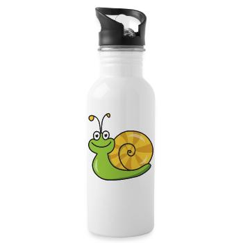 Cute Funny Cool Snail Snail Shell - Water bottle with straw - white - Right