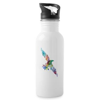 adler stencil bunt - Trinkflasche mit integriertem Trinkhalm - Weiß - Rechts