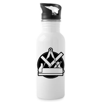 Tischler Zunft, Logo, Zunftlogo - Trinkflasche mit integriertem Trinkhalm - Weiß - Rechts