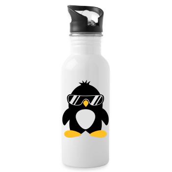 Cool oiseau pingouin chef mignon avec des lunettes de soleil - Gourde avec paille intégrée - blanc - Droite