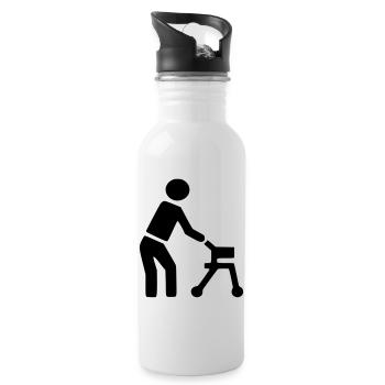Disabled person behind walker # - Water bottle with straw - white - Right