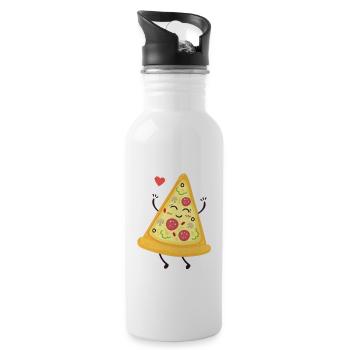 Pizza - Figurine avec morceau de pizza - Gourde avec paille intégrée - blanc - Droite