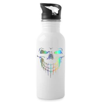 Totenkopf - Trinkflasche mit integriertem Trinkhalm - Weiß - Rechts