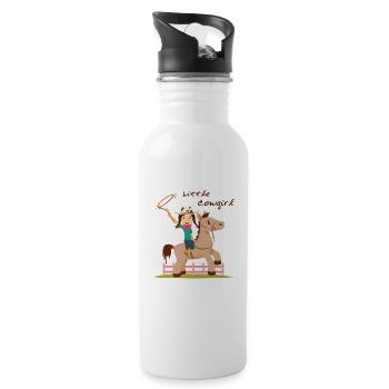 Fille chevaux équitation doux cadeau - Gourde avec paille intégrée - blanc - Droite
