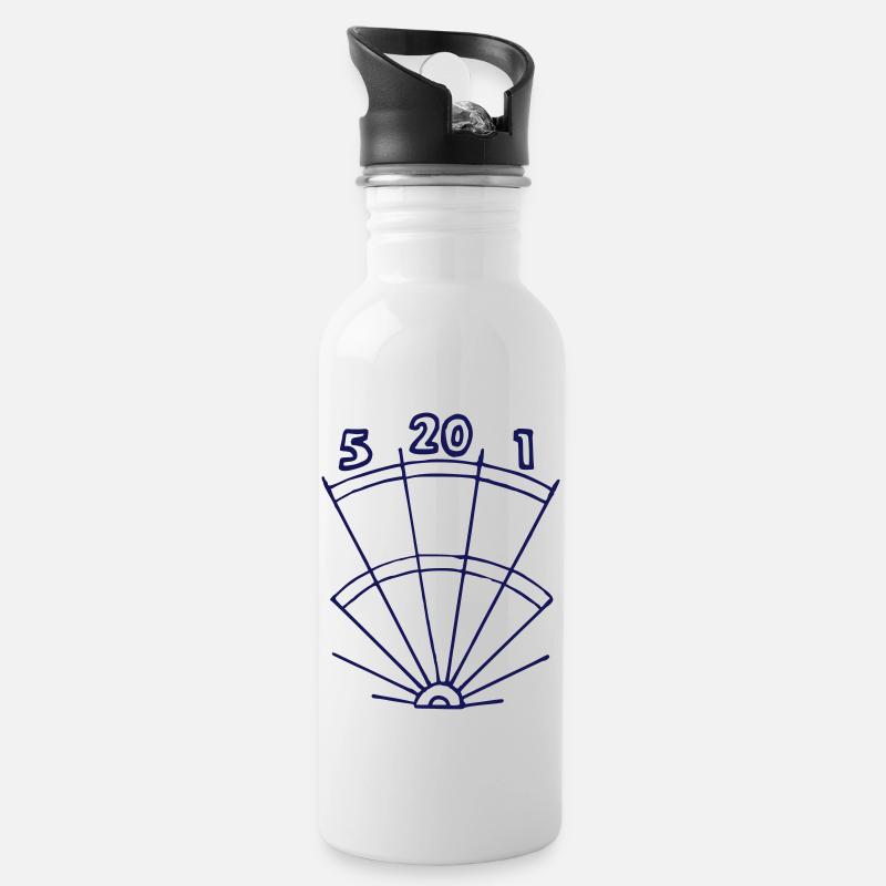Dartboard Tops (ID: 010004) - Trinkflasche mit integriertem Trinkhalm - Weiß