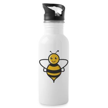 Süße Biene Cartoon Natur Design - Trinkflasche mit integriertem Trinkhalm - Weiß - Rechts