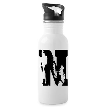 N - Buchstabe - Trinkflasche mit integriertem Trinkhalm - Weiß - Rechts