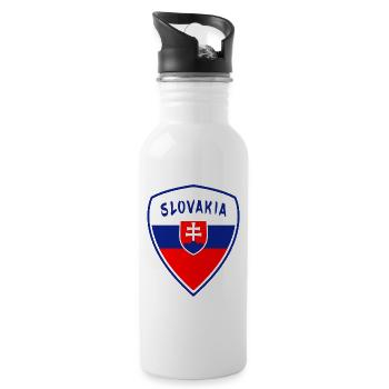Slowakei Wappen / Geschenk Nationalfarben Flagge - Trinkflasche mit integriertem Trinkhalm - Weiß - Rechts