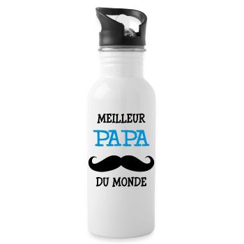 Meilleur Papa du Monde - Gourde avec paille intégrée - blanc - Droite