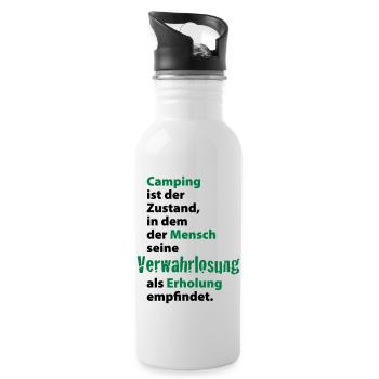 Camping Verwahrlosung Zuhause Zelten Urlaub Ferien - Trinkflasche mit integriertem Trinkhalm - Weiß - Rechts