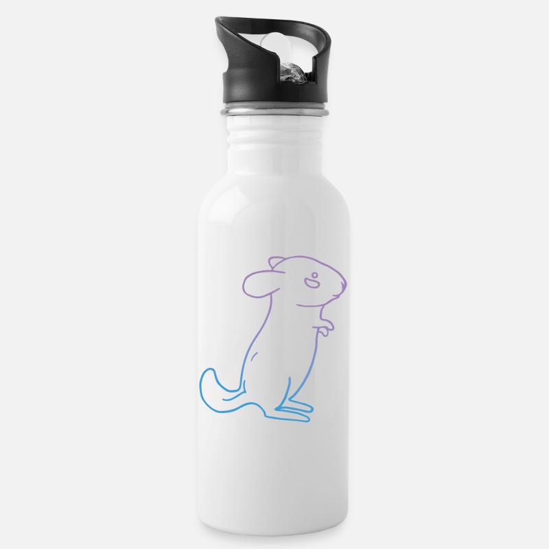 Chinchilla animal - Water bottle with straw - white