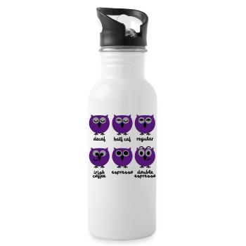 Funny Owls with Coffee Chart | T-shirts printing - Water bottle with straw - white - Right