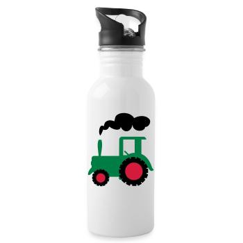 traktor trecker landwirtschaft - Trinkflasche mit integriertem Trinkhalm - Weiß - Rechts