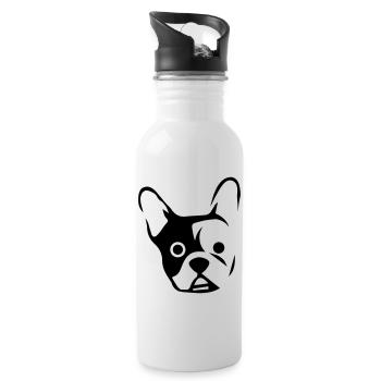 Head of a bulldog - Water bottle with straw - white - Right