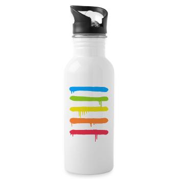 Trendy Cool Graffiti Tag Lines - Water bottle with straw - white - Right