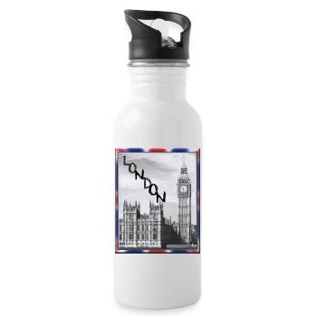 London Big Ben Union Jack - Trinkflasche mit integriertem Trinkhalm - Weiß - Rechts