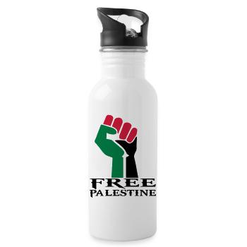 Zeichnen der palästinensischen Symbolflagge Paläst - Trinkflasche mit integriertem Trinkhalm - Weiß - Rechts