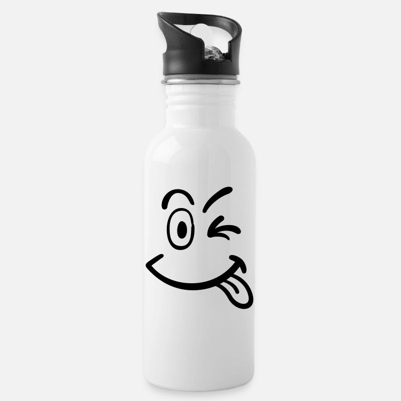smiley - Gourde avec paille intégrée - blanc