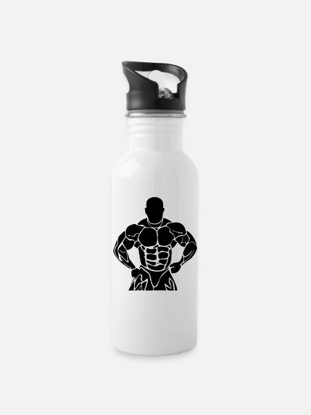 Musculation - Gourde avec paille intégrée - blanc