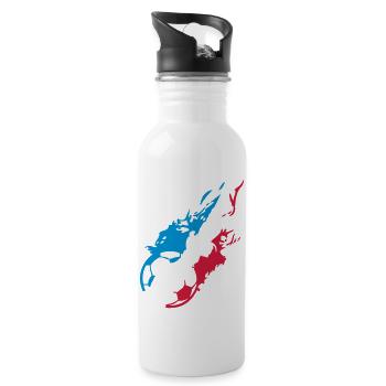 France football supporter team rooster flame - Water bottle with straw - white - Right