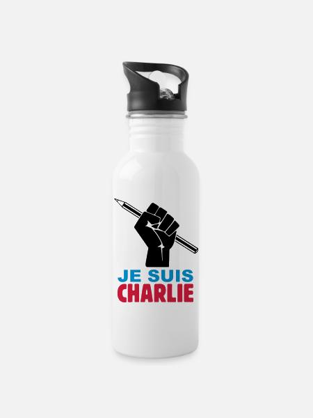 je suis charlie - Gourde avec paille intégrée - blanc