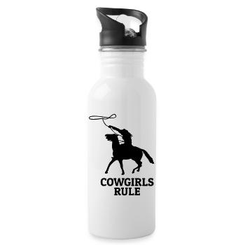 Cowgirls rule - Water bottle with straw - white - Right