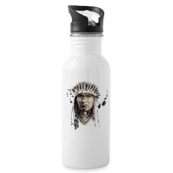 Indianer - Trinkflasche mit integriertem Trinkhalm - Weiß - Rechts