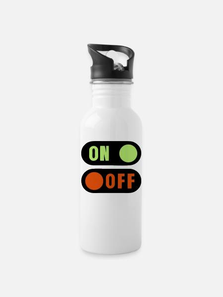 bouton on off - Gourde avec paille intégrée - blanc