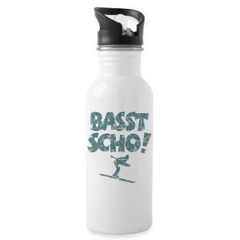 Basst Scho! Après-Ski Wintersport Skifahren - Trinkflasche mit integriertem Trinkhalm - Weiß - Rechts
