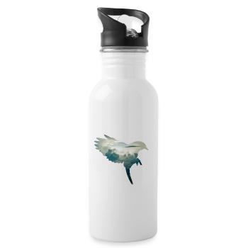 Bird Silhouette mit Hintergrund - Trinkflasche mit integriertem Trinkhalm - Weiß - Rechts