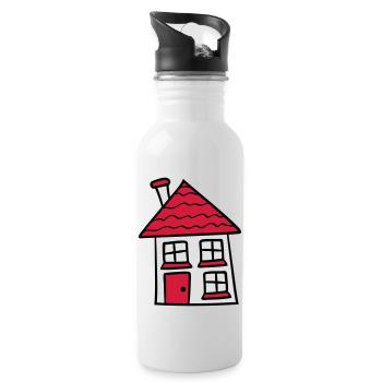 süßes kleines haus häuschen eigenheim bauen bauher - Trinkflasche mit integriertem Trinkhalm - Weiß - Rechts