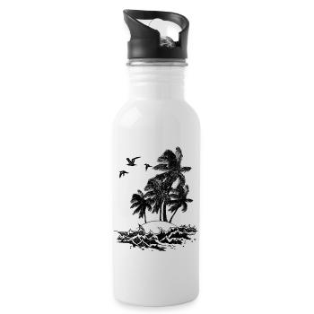 Sun Beach Palm Trees Sea Holiday - Water bottle with straw - white - Right