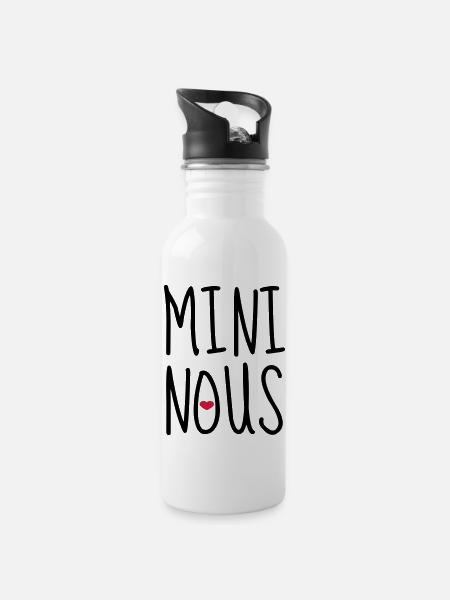 Mini Nous - Naissance - Bébé - Papa - Maman - Gourde avec paille intégrée - blanc
