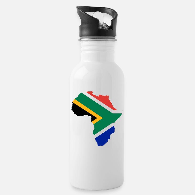 Südafrika - Trinkflasche mit integriertem Trinkhalm - Weiß