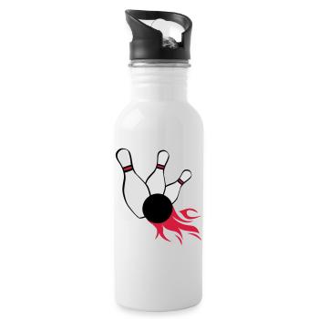 kegeln bowling - Trinkflasche mit integriertem Trinkhalm - Weiß - Rechts