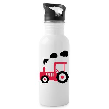 traktor landwirtschaft - Trinkflasche mit integriertem Trinkhalm - Weiß - Rechts
