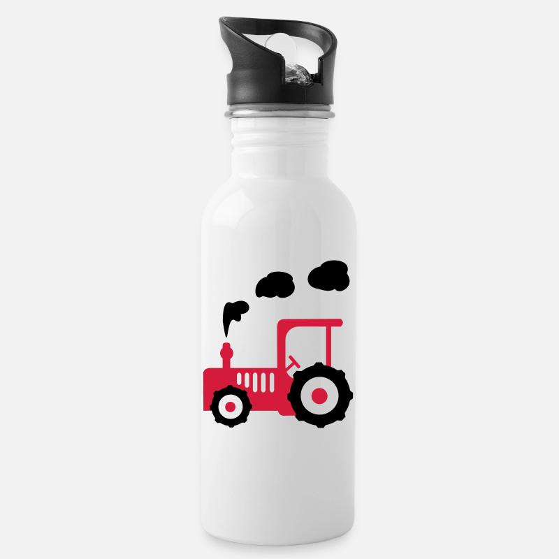traktor landwirtschaft - Trinkflasche mit integriertem Trinkhalm - Weiß