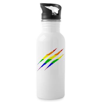 LGBT Rainbow scratches - Water bottle with straw - white - Right