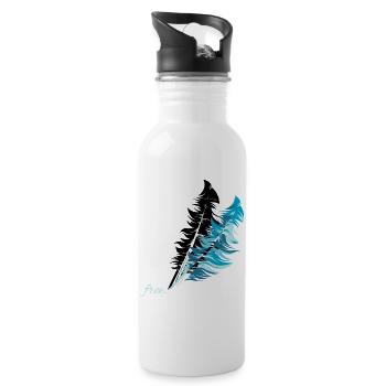 free feder feather frei freiheit illustration - Trinkflasche mit integriertem Trinkhalm - Weiß - Rechts