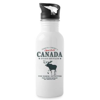 Canada - Moose - Elch - Trinkflasche mit integriertem Trinkhalm - Weiß - Rechts