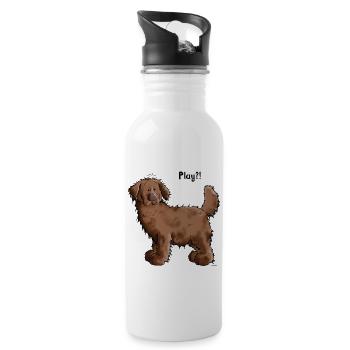 Play Newfoundland Dog- Newfi - Newfis - Gift - Fun - Water bottle with straw - white - Right