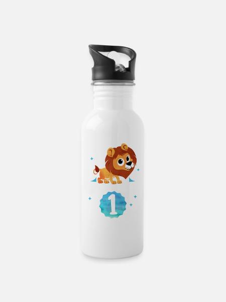 Ich bin schon 1 - Ich bin schon ein Jahr alt -Baby - Trinkflasche mit integriertem Trinkhalm - Weiß
